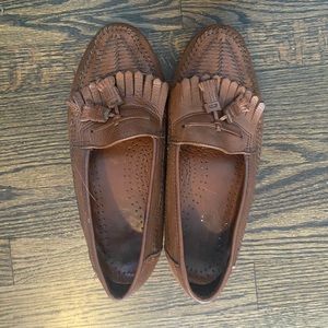 DEXTER Men's Brown Weave Leather Kilte Tassel Loafers, Made in USA, Size 10 M